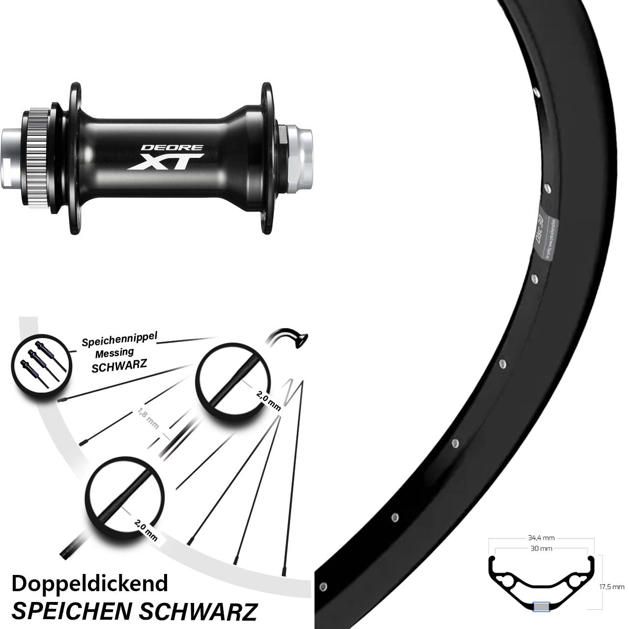 Boost Disc Laufrad 15x110 29 Zoll Ryde Disc 30 Shimano HB-M8010-B