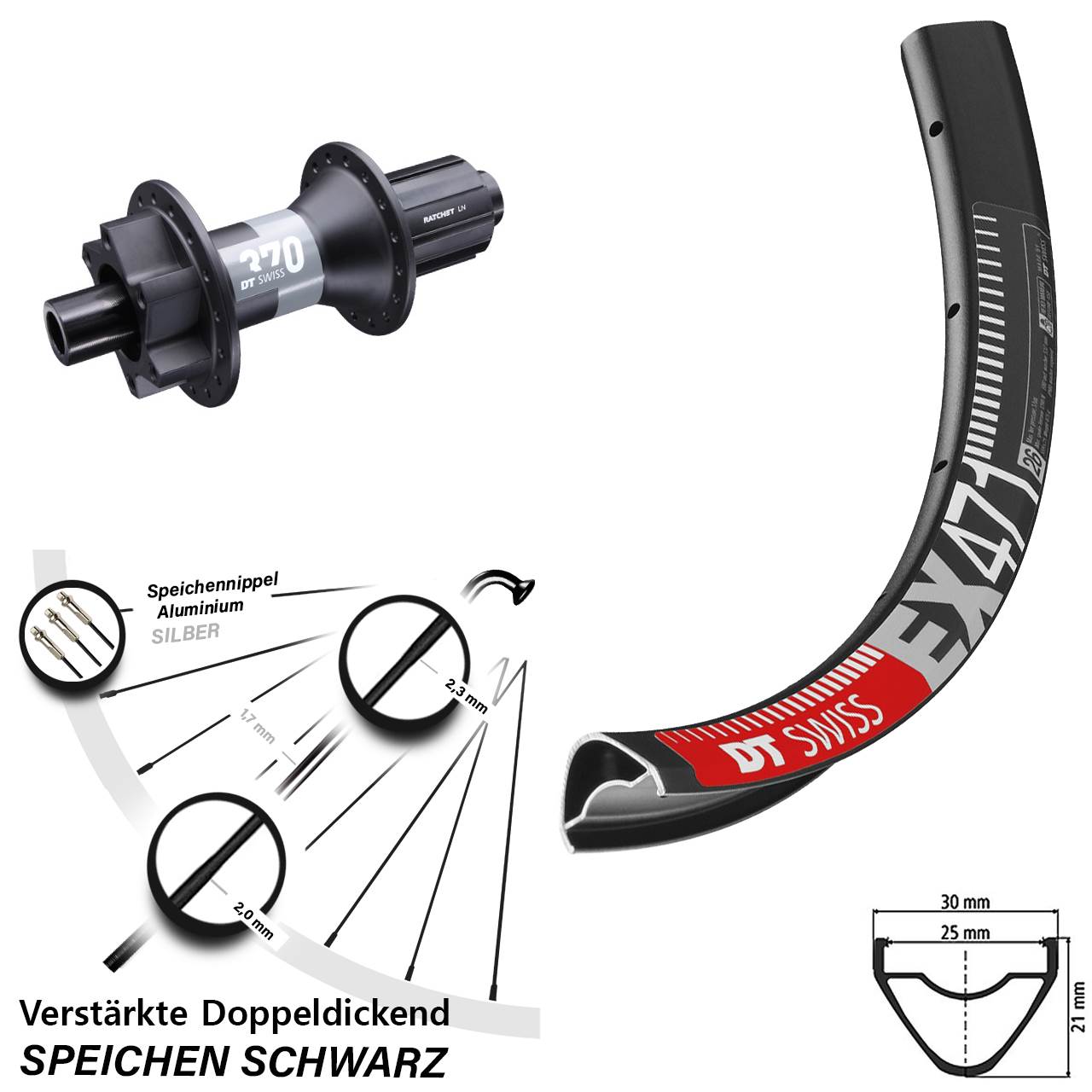 DT Swiss EX471-370 650B Disc Hinterrad 12x148 8-11 fach HG