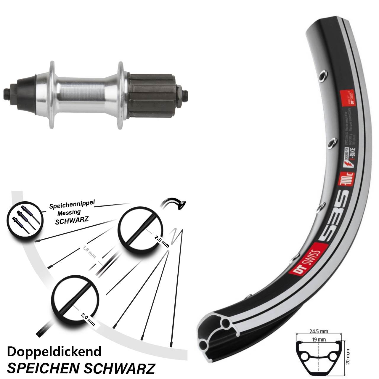 Hinterrad für Schnellspanner 28 Zoll DT Swiss 535 Novatec F362-8 8-11 fach HG
