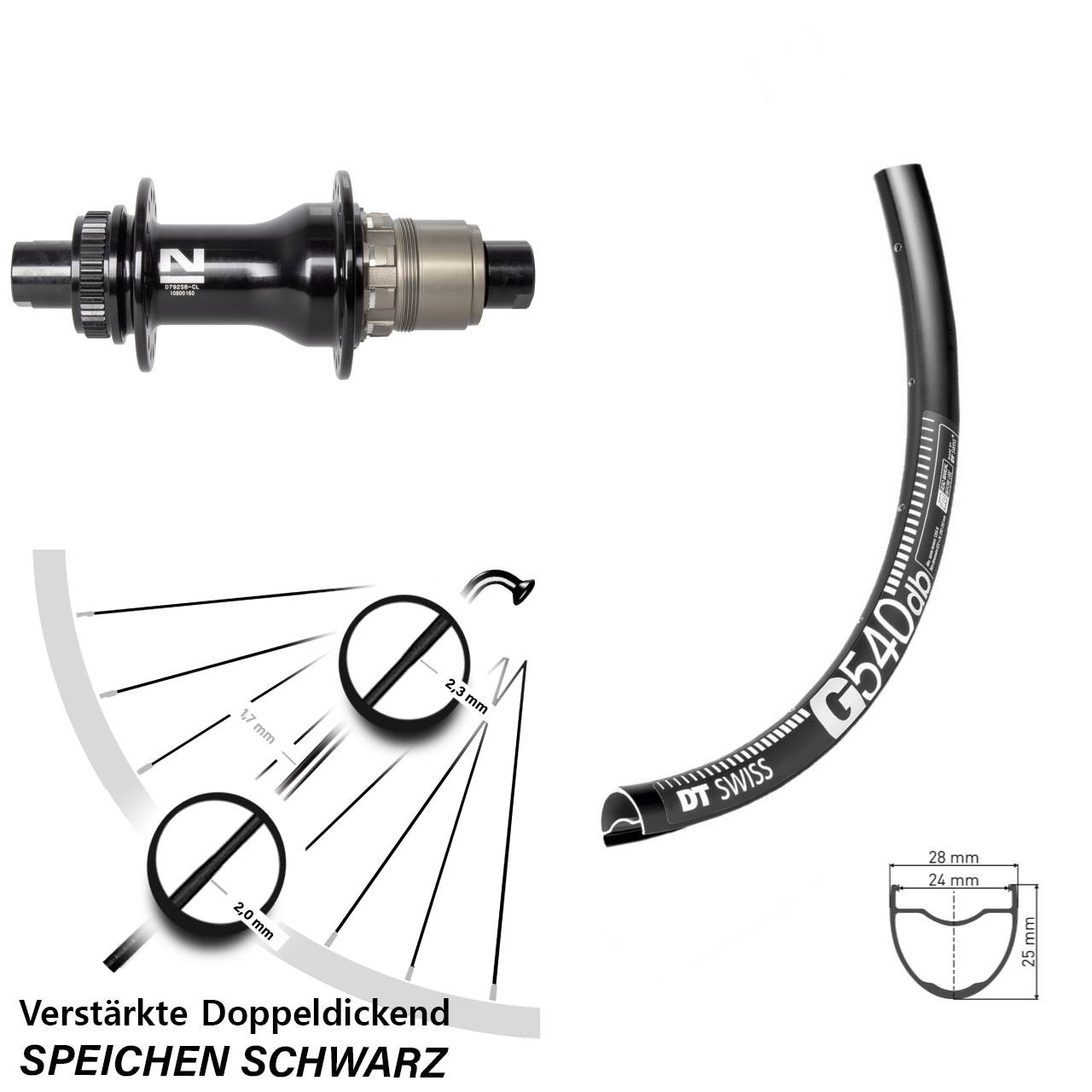 Centerlock Hinterrad 12x142 27,5 Zoll DT Swiss G540 Novatec D792SB SRAM XDR