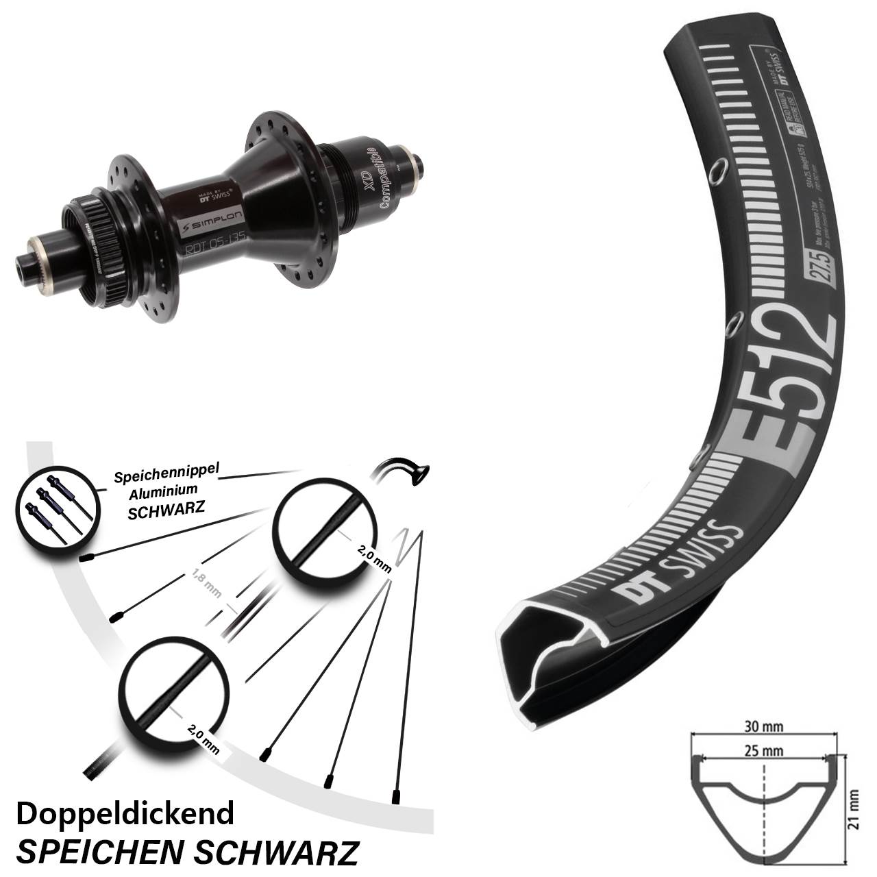 Disc Hinterrad 29 Zoll DT Swiss E512-370 SRAM XD QR