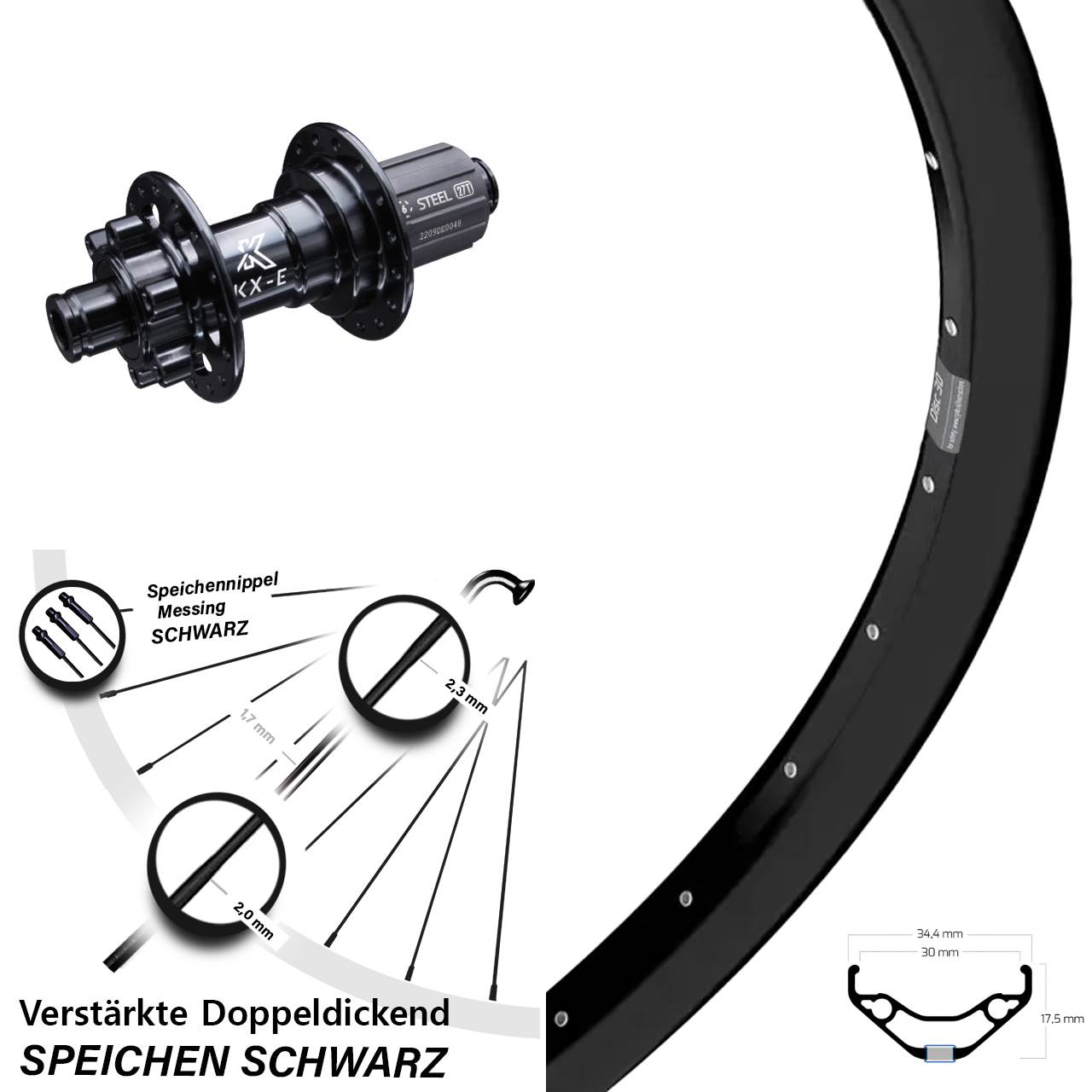 Disc Laufrad 12x142 27,5 Zoll Ryde 30 KX-E 8-12 fach
