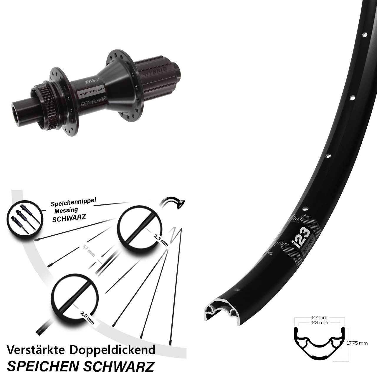 WTB i23 DT Swiss 370 Hybrid 29 Zoll Disc Laufrad 12x142 8-11 fach HG