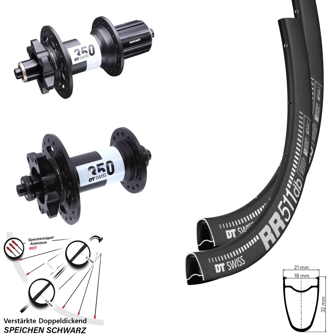 Disc Laufradsatz für Schnellspanner 28 Zoll DT Swiss RR 511 350 8-11 fach