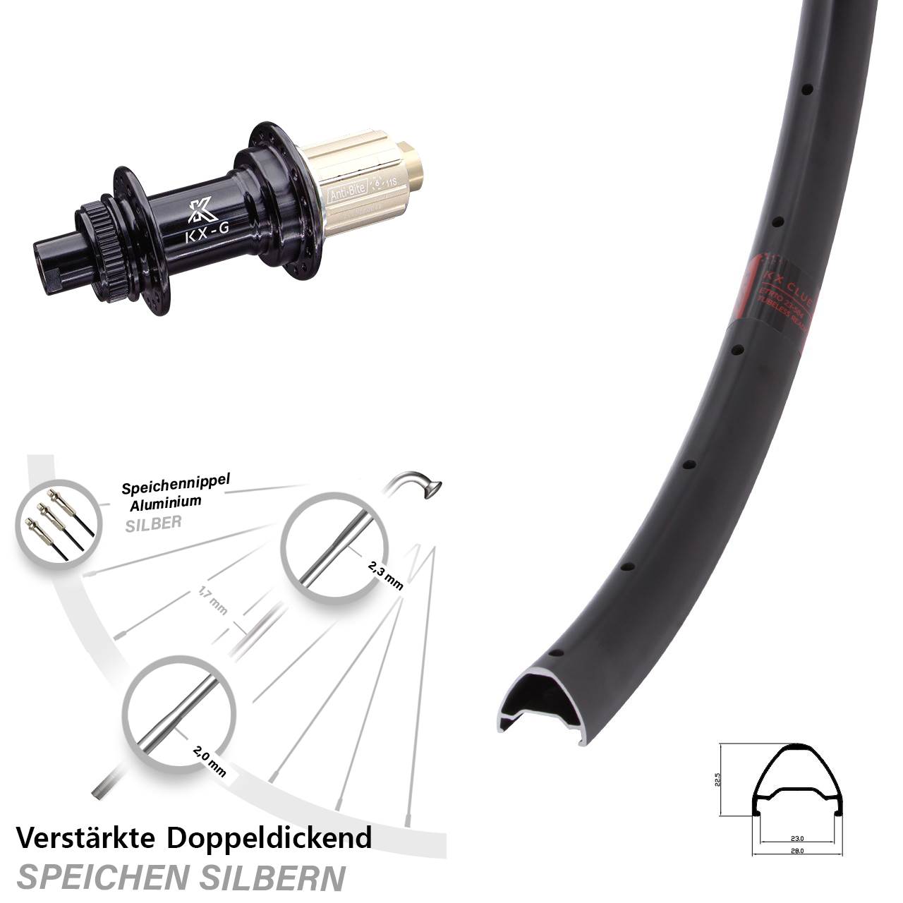 Centerlock Hinterrad 28-29 Zoll KX-G Clue 8-12 fach HG 12x142