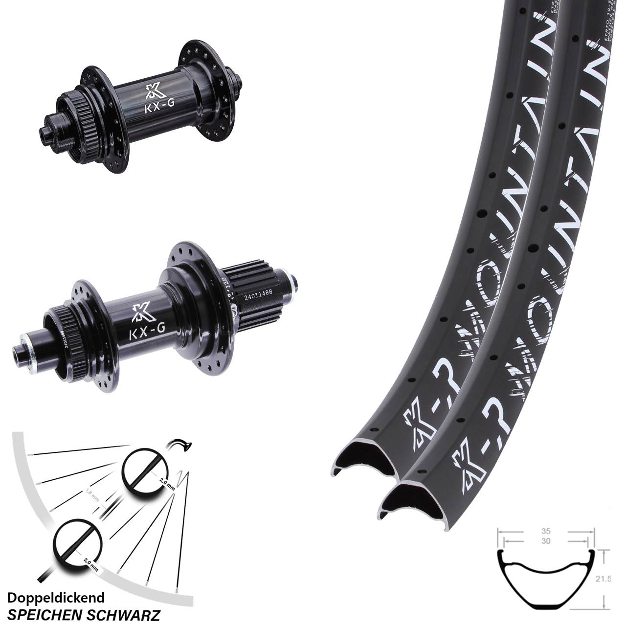 27,5 Zoll KX-GR Mountain Laufradsatz Centerlock für Schnellspanner Micro Spline