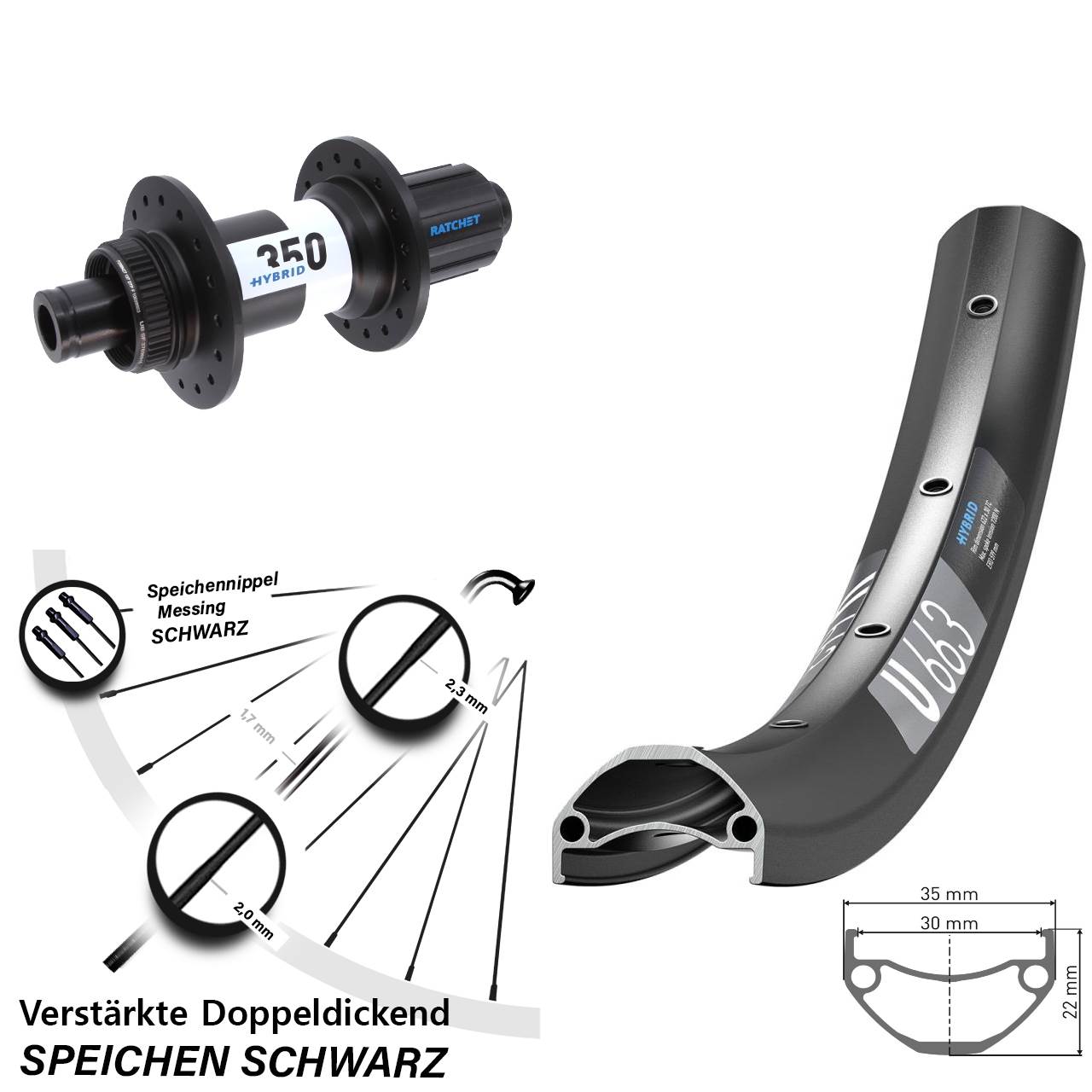 DT Swiss U 663-Hybrid 350 27,5 Zoll Centerlock Hinterrad 12x148 Boost 8-11 fach HG