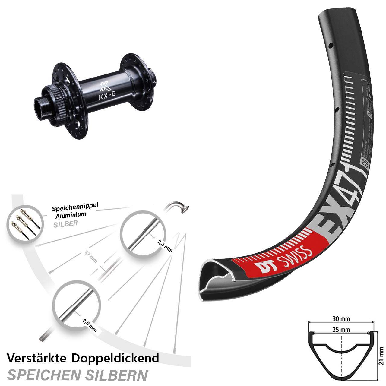 Disc Vorderrad 650B DT Swiss EX 471 KX-B 15x110 Boost