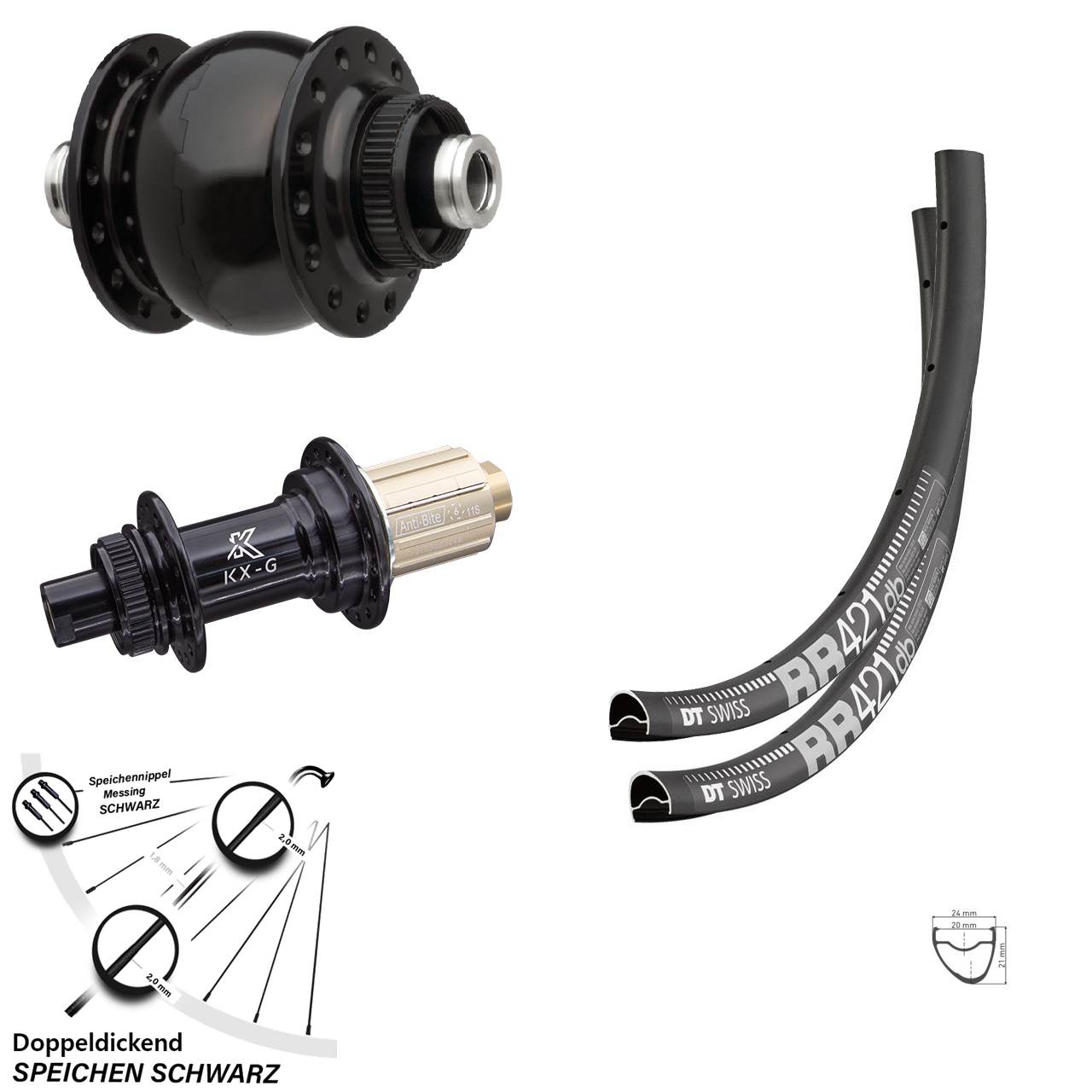 Laufradsatz 28 Zoll DT Swiss RR 421 KX-G SONdelux 8-12 fach 12x100/142