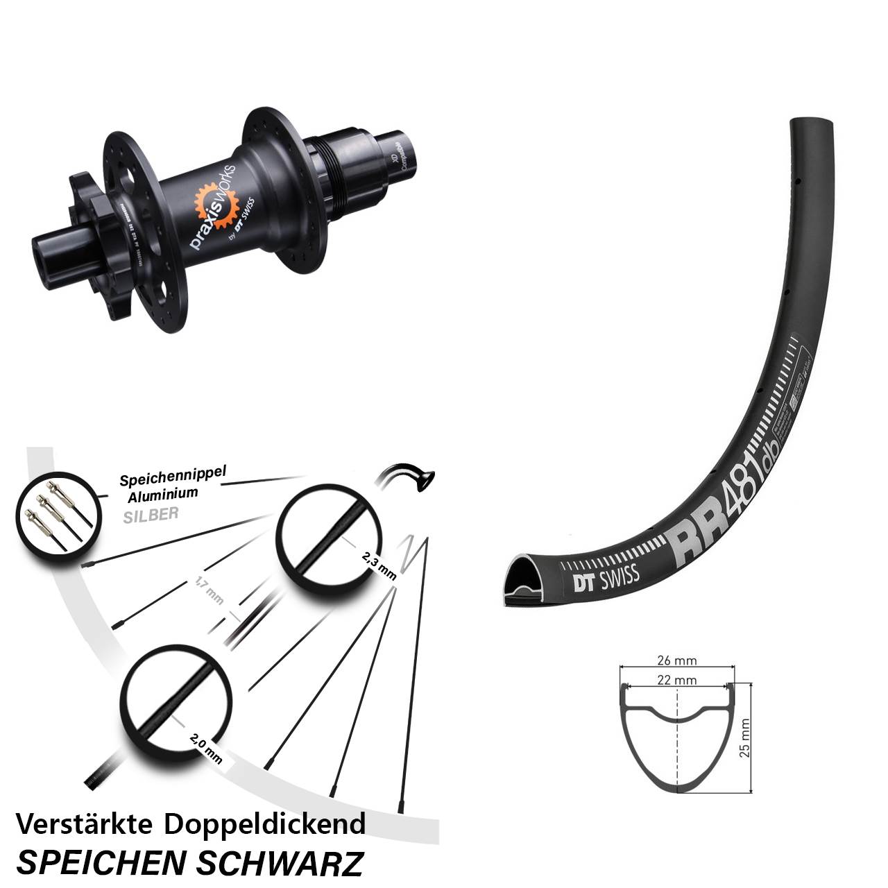 Disc Laufrad 28 Zoll DT Swiss RR 481-350 SRAM XD 12x142