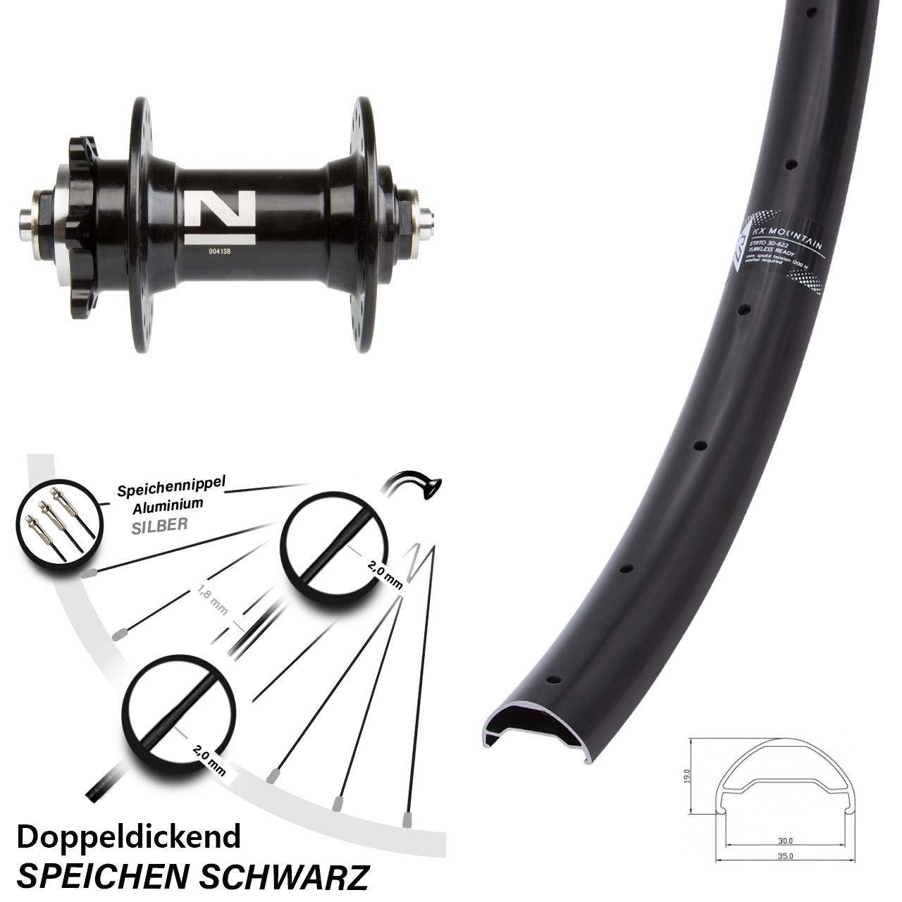 Disc Laufrad 29 Zoll KX Mountain Novatec D-041 QR