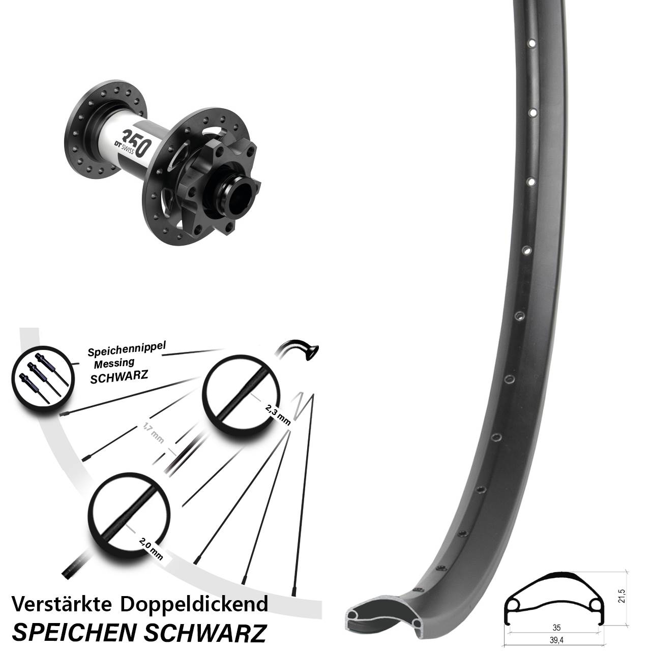 Disc Vorderrad 27,5 Zoll Ambrosio E35 DT Swiss 350 12x100