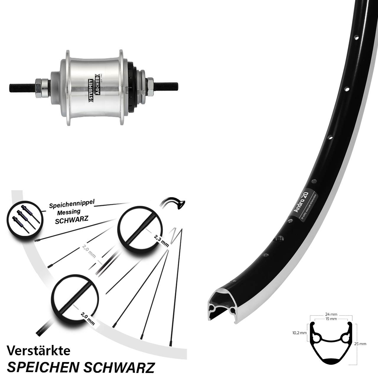 28 Zoll Laufrad Ryde Andra 20 Sturmey Archer Automatic A2K