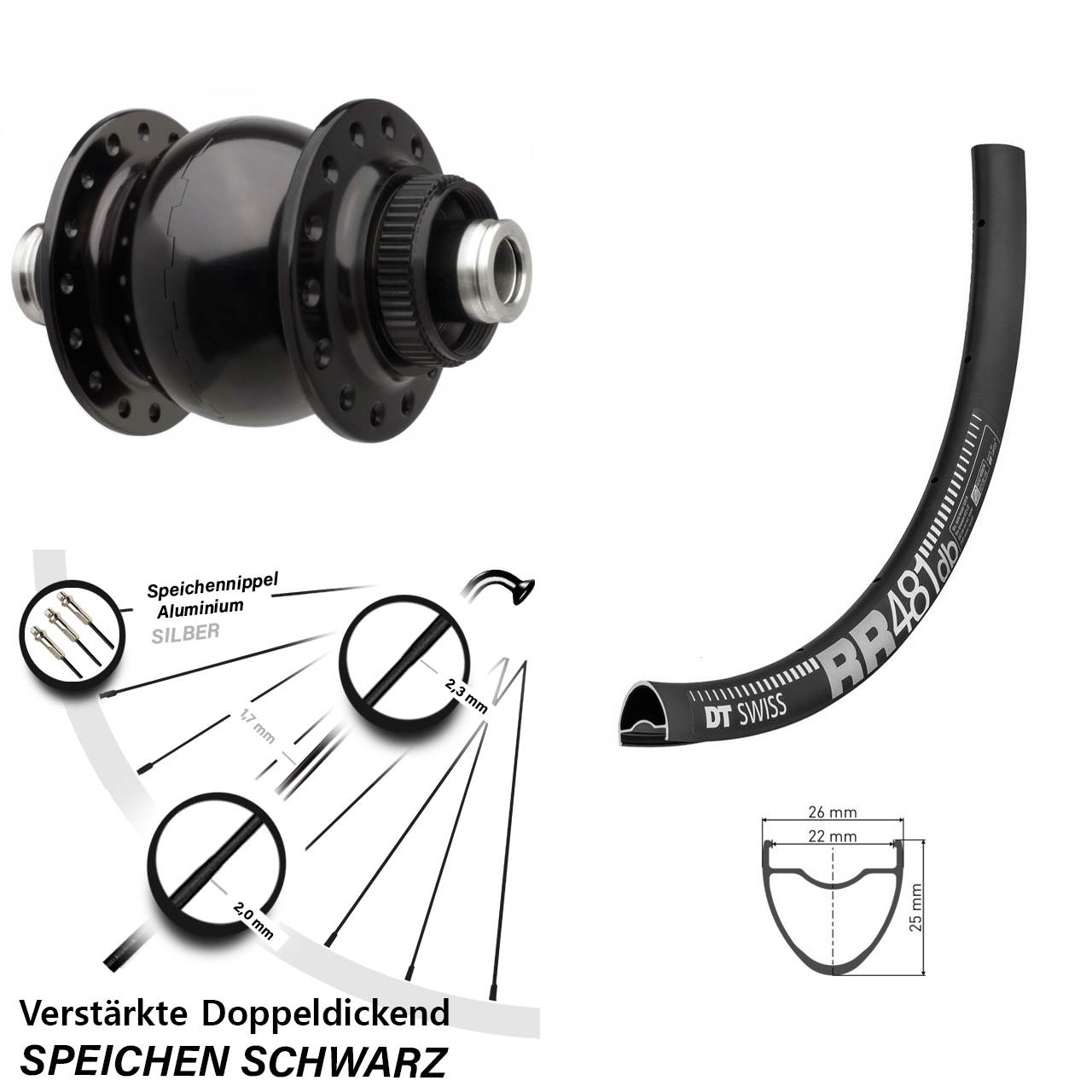 Dynamo SON 28-12 Centerlock Boost 12x110 mm DT Swiss RR 481 Bikepacking 28 Zoll