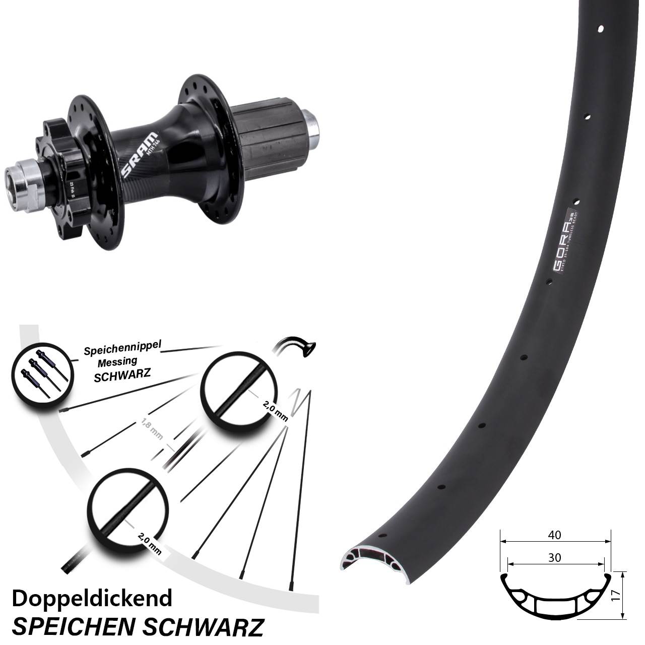 Disc Hinterrad 12x148 27,5 Zoll Gora 35 Sram 746 8-11 fach