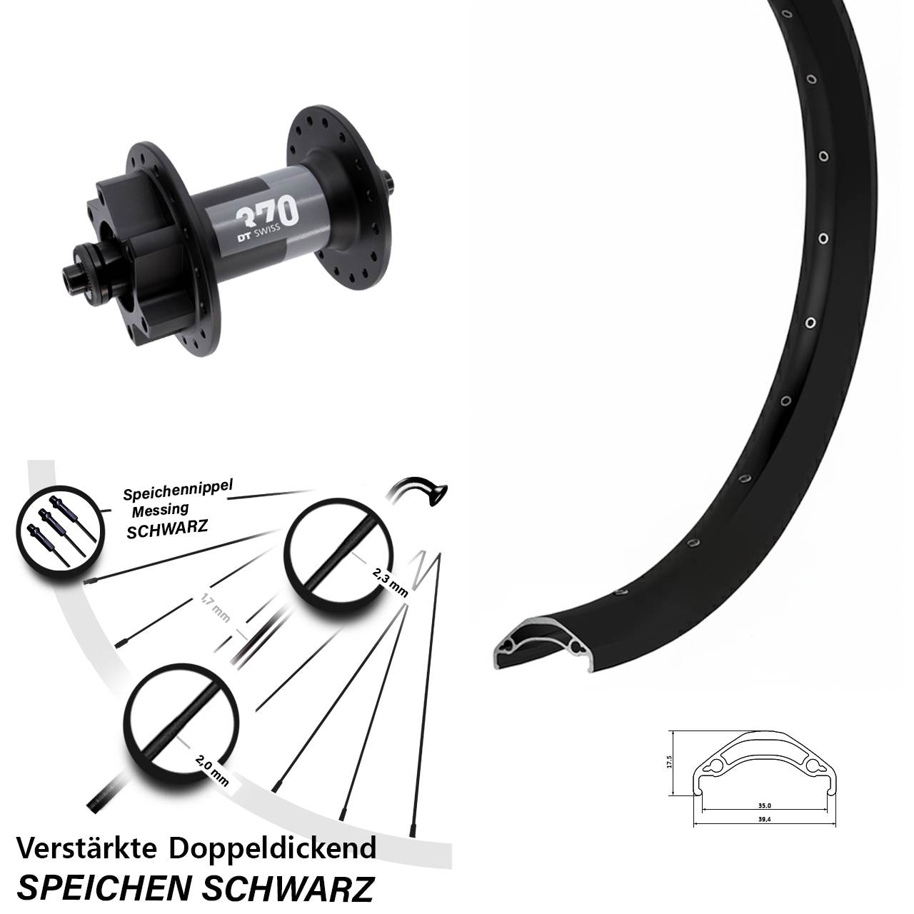 6-Loch Vorderrad 29 Zoll Ryde Disc 35 DT Swiss 370 QR