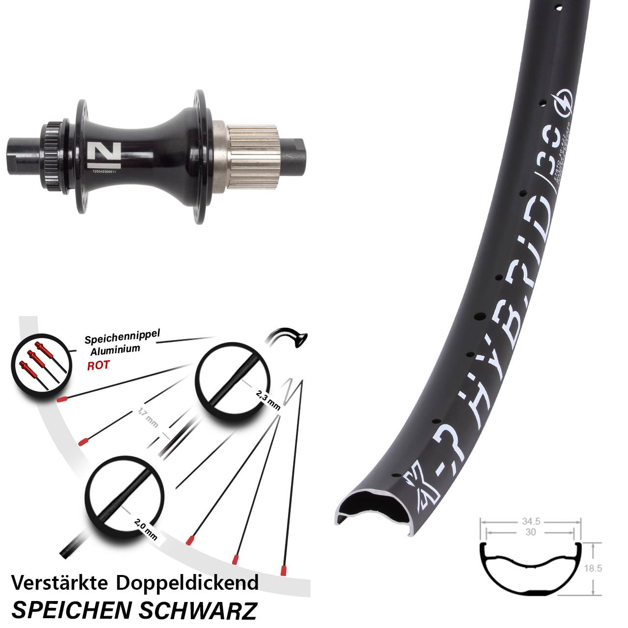 KX-R Hybrid 30 Novatec D462 29 Zoll Disc Hinterrad 12x148 Shimano Micro Spline