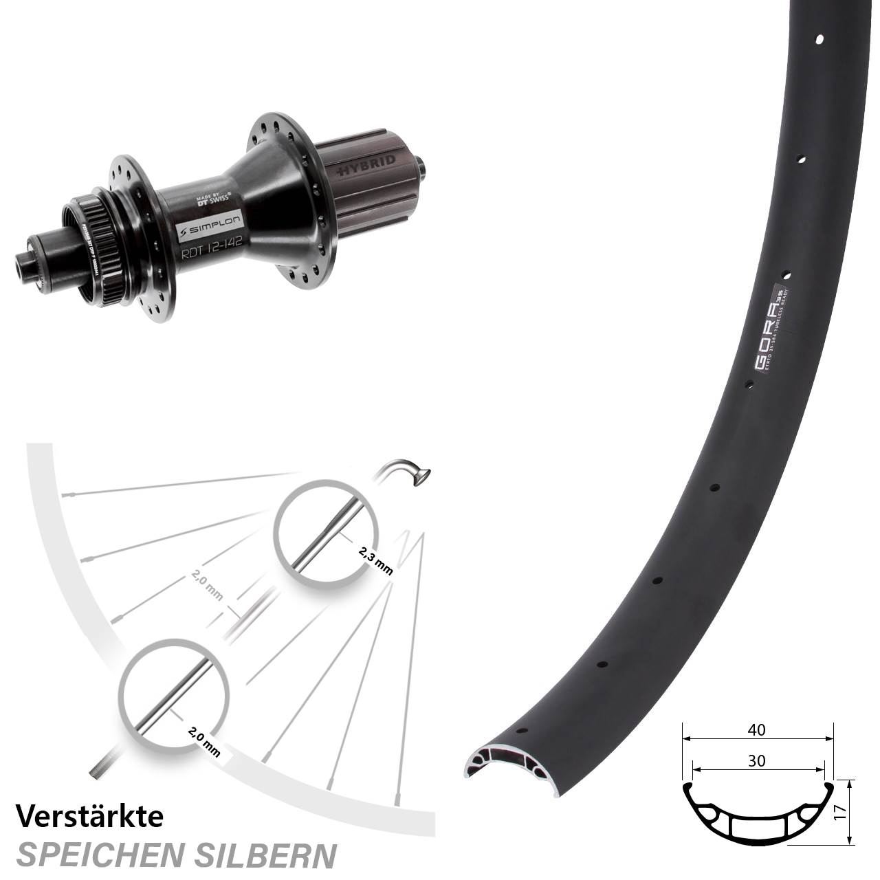 Hinterrad Centerlock 27,5 Zoll Gora 35 DT Swiss 370 Hybrid 8-11 fach HG QR