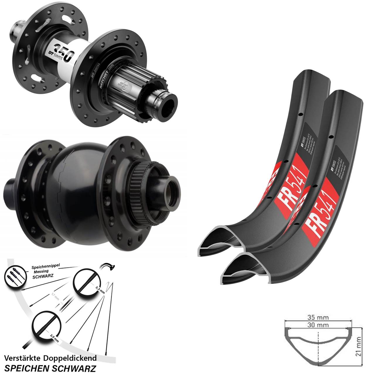 Laufradsatz Centerlock 29 Zoll DT Swiss FR541 350 DEG 72 SON 28 Micro Spline 15x110 12x148