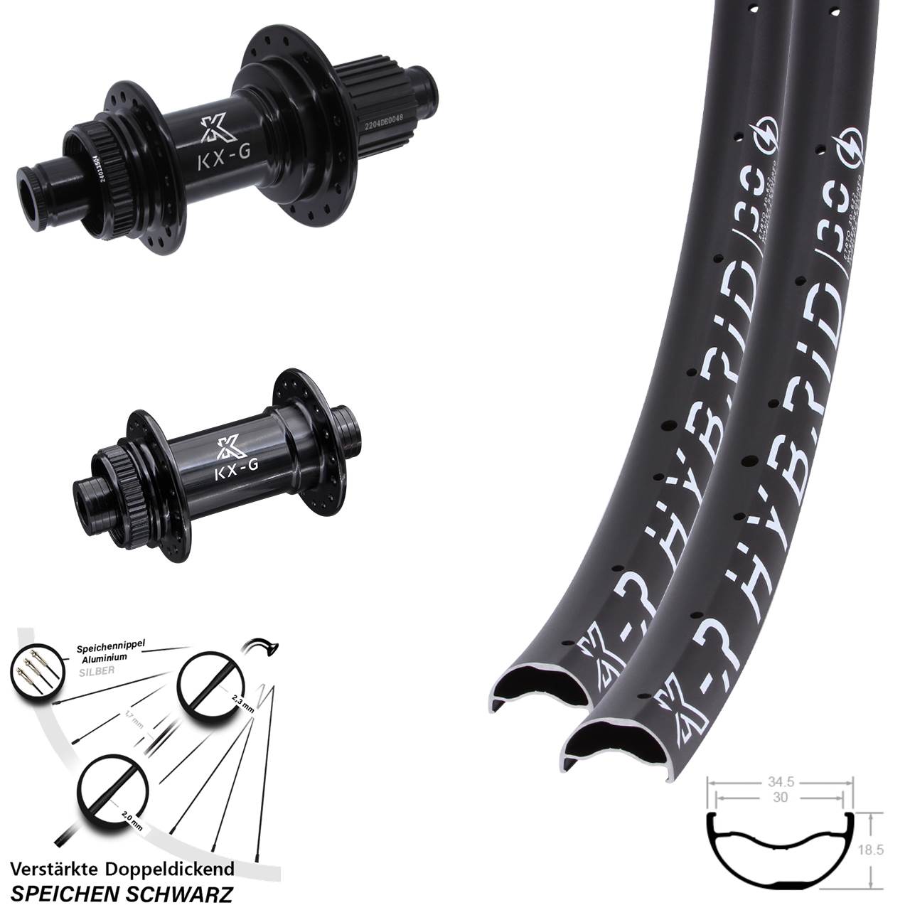 29 Zoll KX-GSR Hybrid 30 verstärkt Centerlock Laufradsatz 12x100/142 Shimano Micro Spline