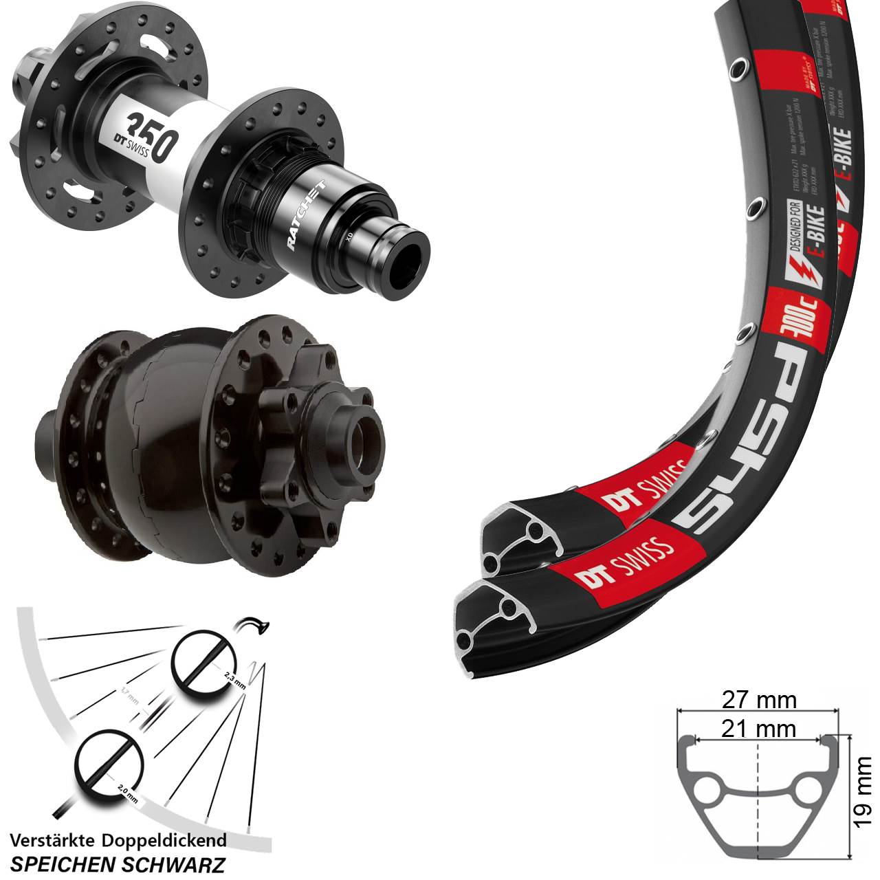 DT Swiss 545d 350 Ratchet 36 SON 28 26 Zoll Laufradsatz 6-Loch 15x100 12x142 XD 11-12 fach