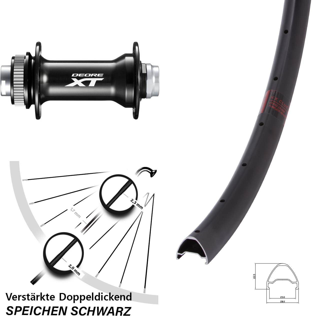 Boost Centerlock Vorderrad 15x110 27,5 Zoll KX Clue Shimano XT