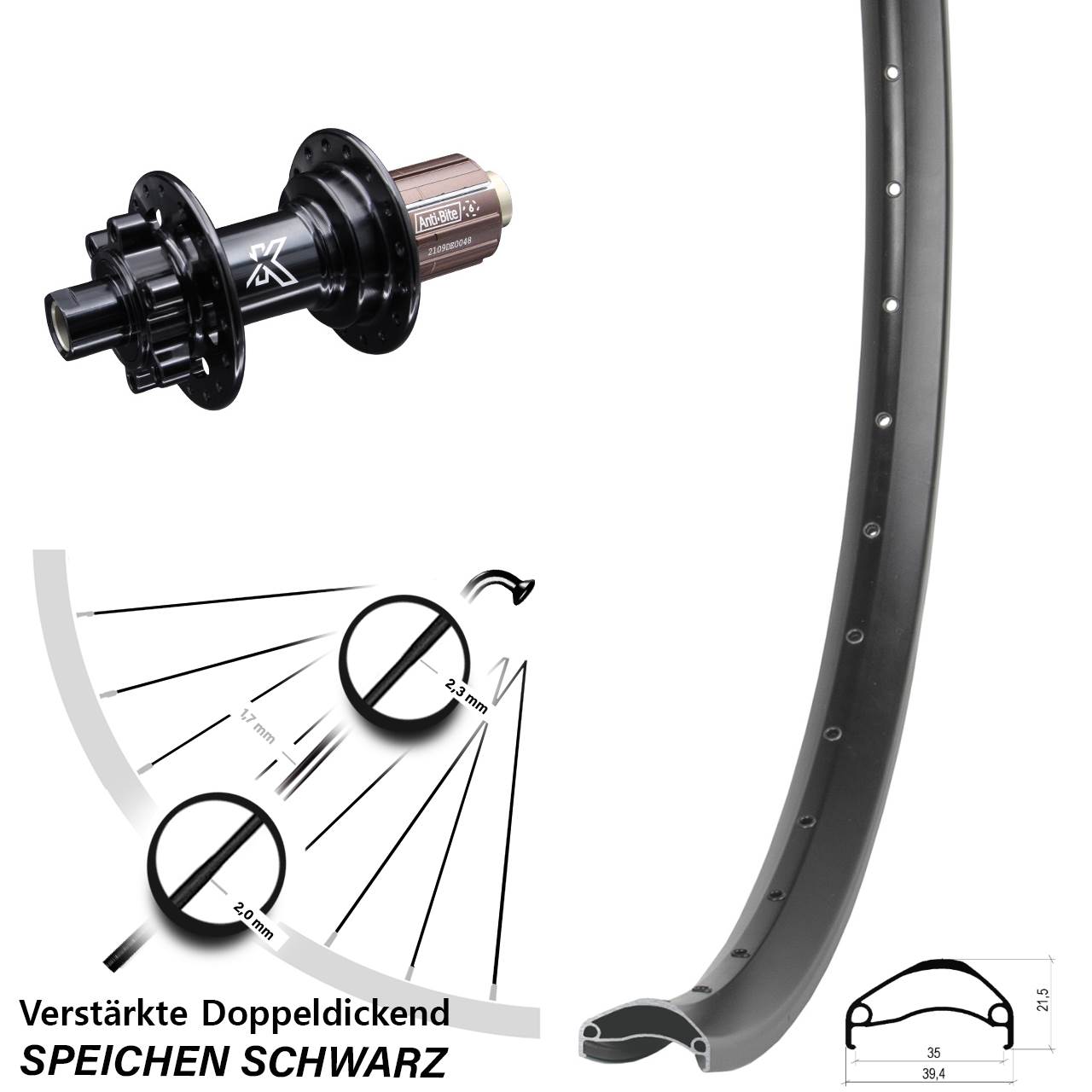 Disc Hinterrad 29 Zoll Ambrosio E35 KX-M 8-12 fach 12x142