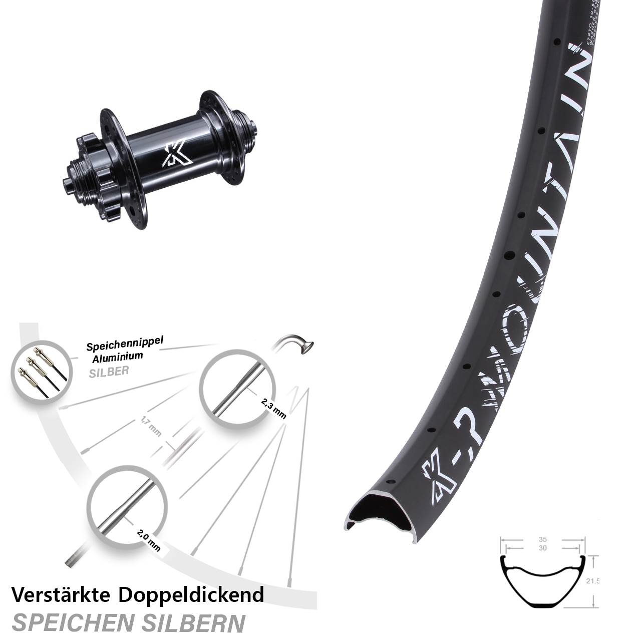 Disc Vorderrad 29 Zoll KX-R Mountain 5x100 mm QR