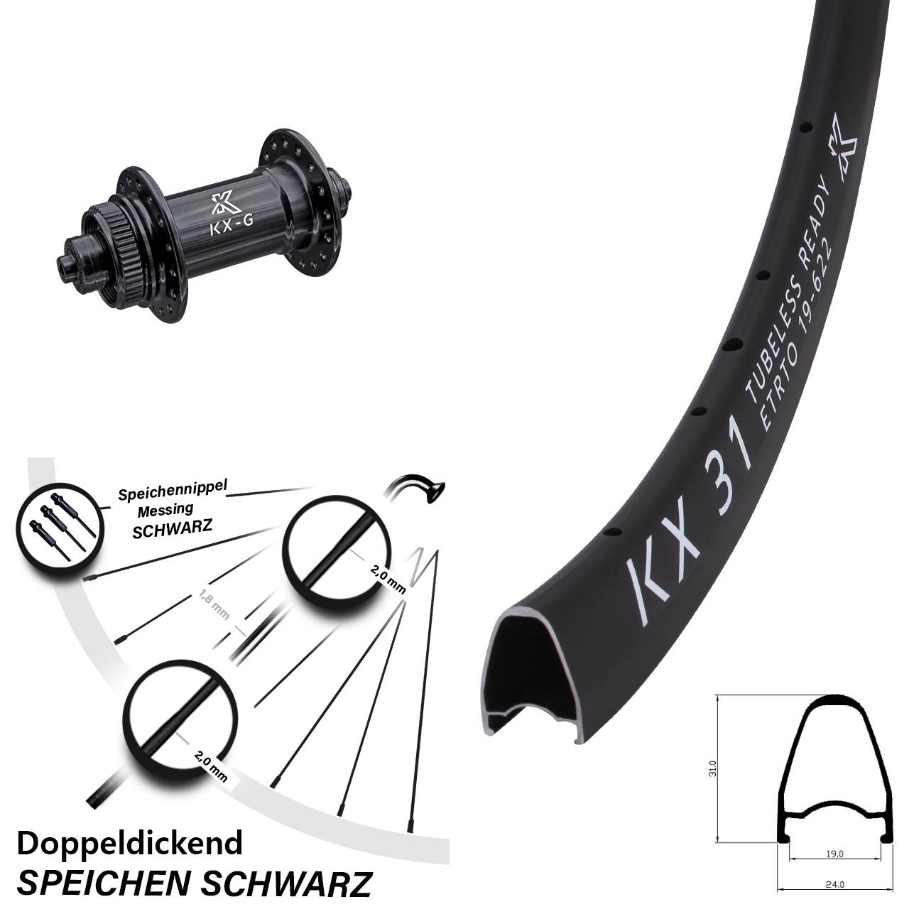 KX-G 31 28 Zoll Disc Laufrad QR