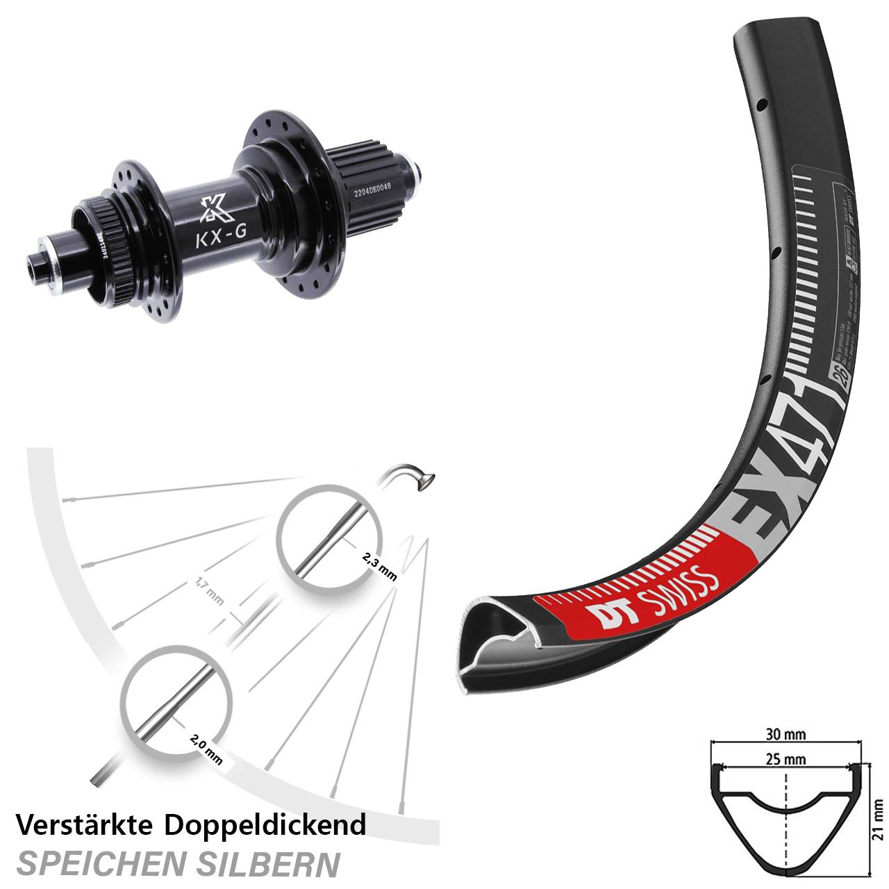 Hinterrad Centerlock QR 29 Zoll DT Swiss EX 471 KX-GS verstärkt Micro Spline