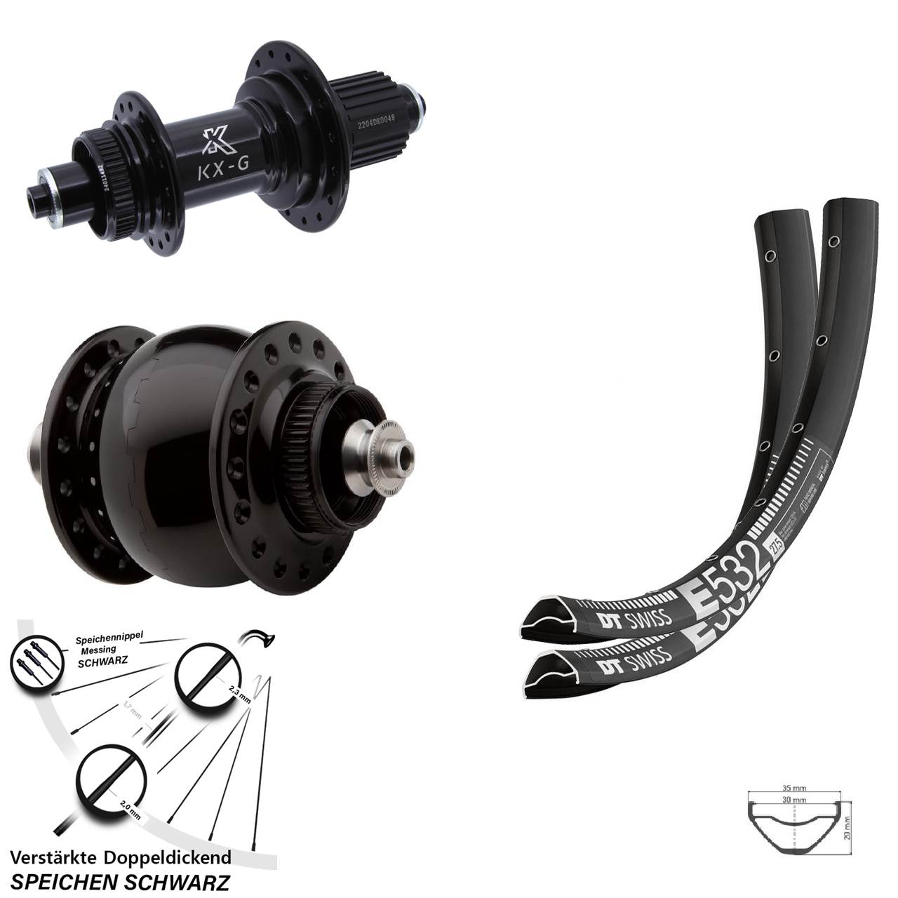 Laufradsatz Centerlock QR 27,5 Zoll DT Swiss E 532 KX-GS HD SON 28 Micro Spline