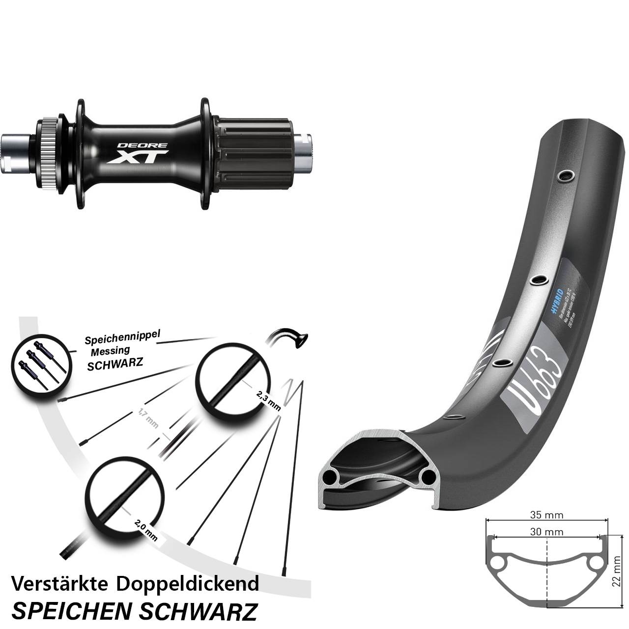 Centerlock Hinterrad 650B DT Swiss U663 Shimano XT FH-M8010-B 8-11 fach 12x148 Boost