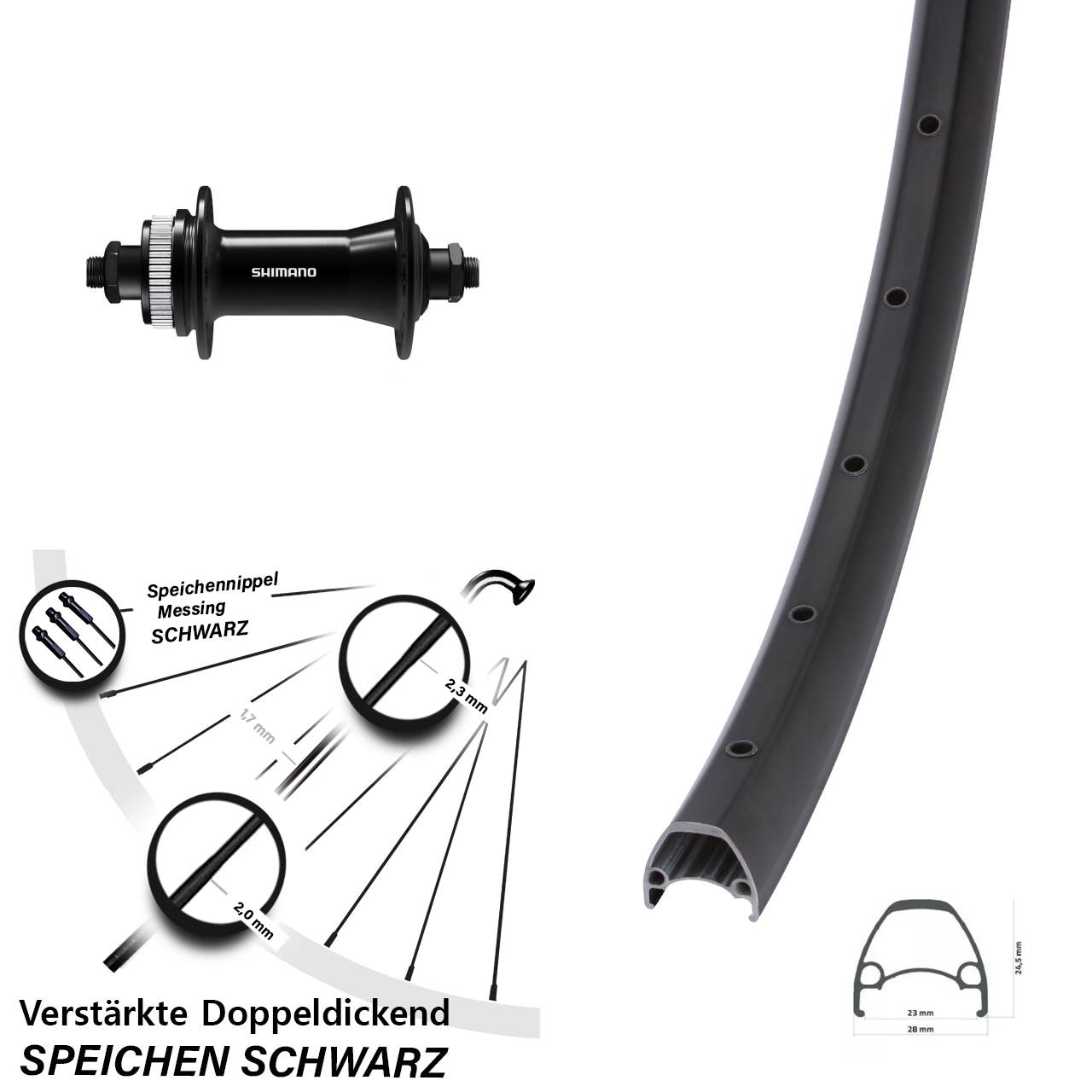 Disc Laufrad für Schnellspanner 28 Zoll Ambrosio Sport Shimano HB-QC400