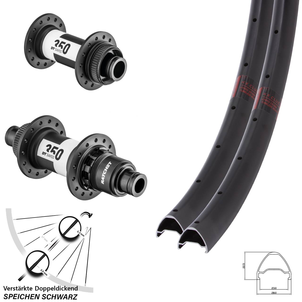 Disc Laufradsatz 28 Zoll KX Clue DT Swiss 350 XDR 15x100 12x142