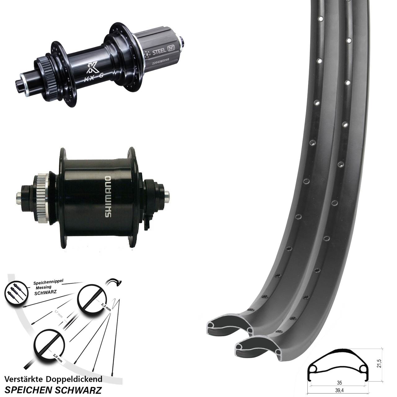 29 Zoll Ambrosio E35 KX-GS verstärkt DH-UR700-3D Disc Laufrad-Satz QR 8-12 fach