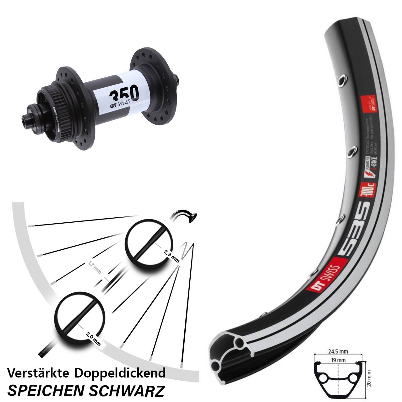 Vorderrad QR 26 Zoll DT Swiss 535-350