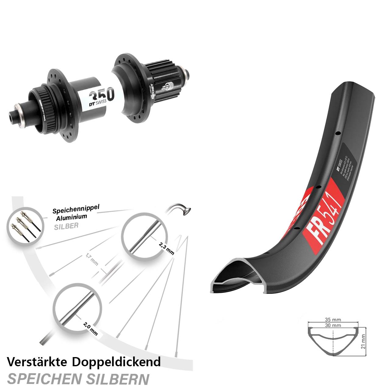 DT Swiss FR 541 350 Ratchet 36 29 Zoll Disc Laufrad QR Boost Shimano Micro Spline