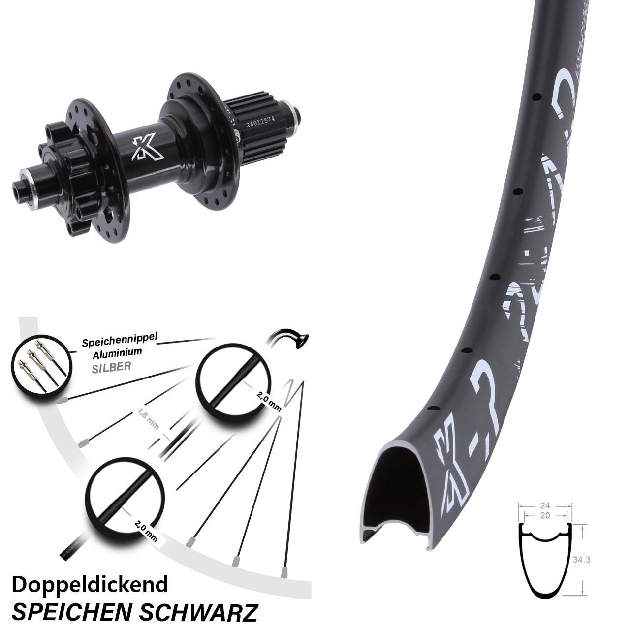 28 Zoll KX-MR Road Hinterrad 6-Loch für Schnellspanner Micro Spline