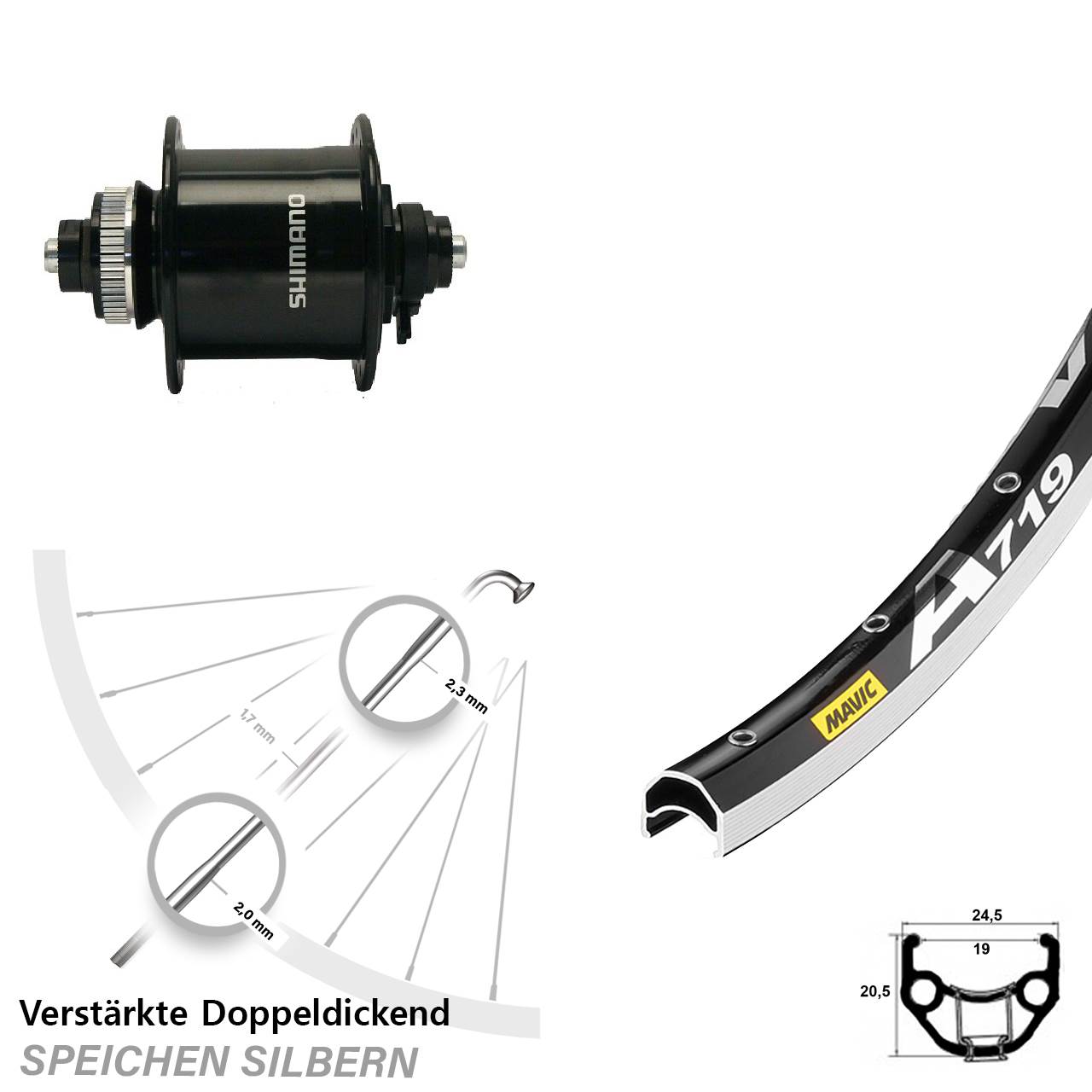 Vorderrad 28 Zoll Mavic A 719 Shimano DH-UR700-3D