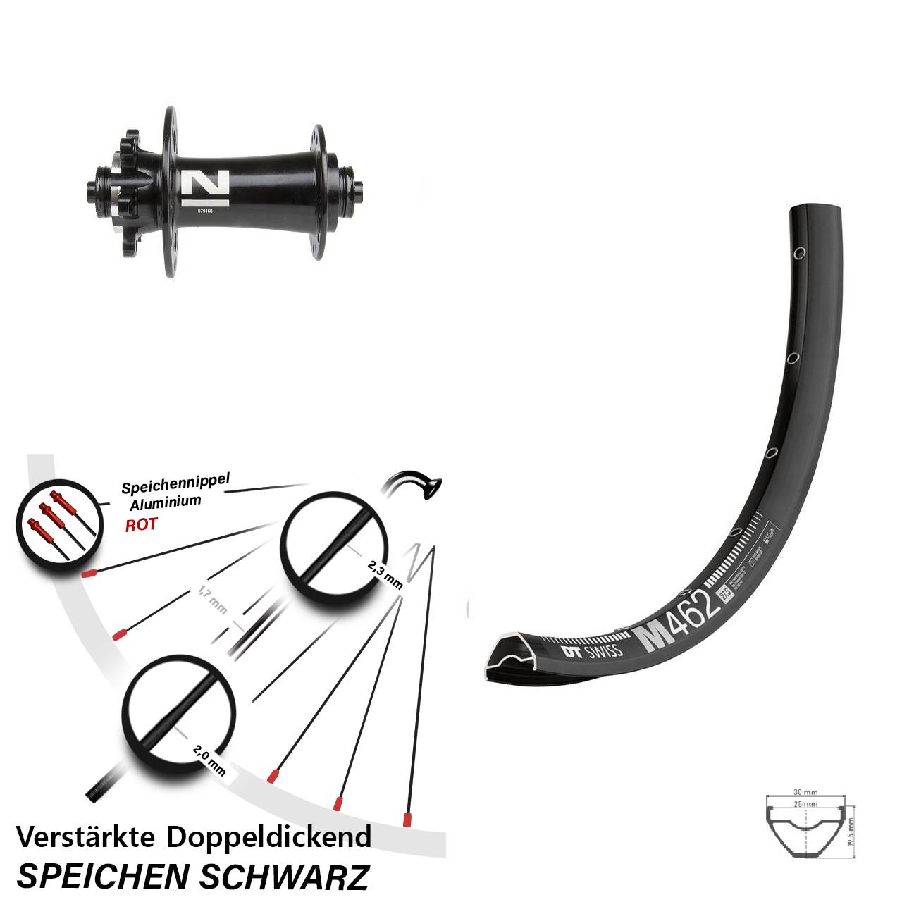 Disc Vorderrad für Schnellspanner 650B DT Swiss M462 Novatec D791