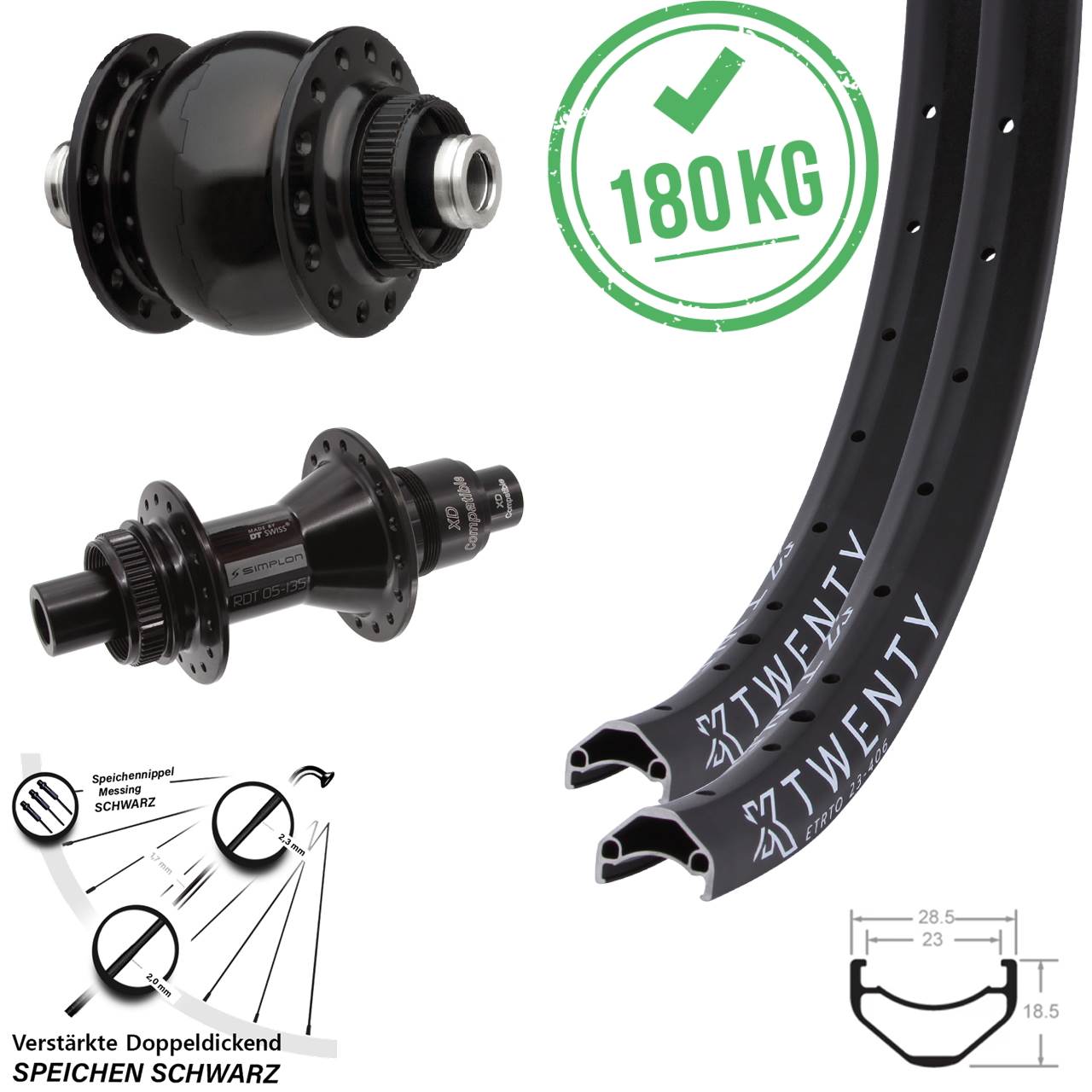 KX Twenty DT Swiss 370 SON delux 20 Zoll Centerlock Laufradsatz 12x100/142 SRAM XD