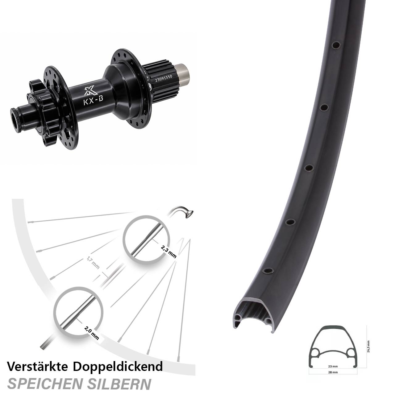 Ambrosio Sport KX-B 28-29 Zoll 6-Loch Hinterrad 12x148 Shimano Micro Spline