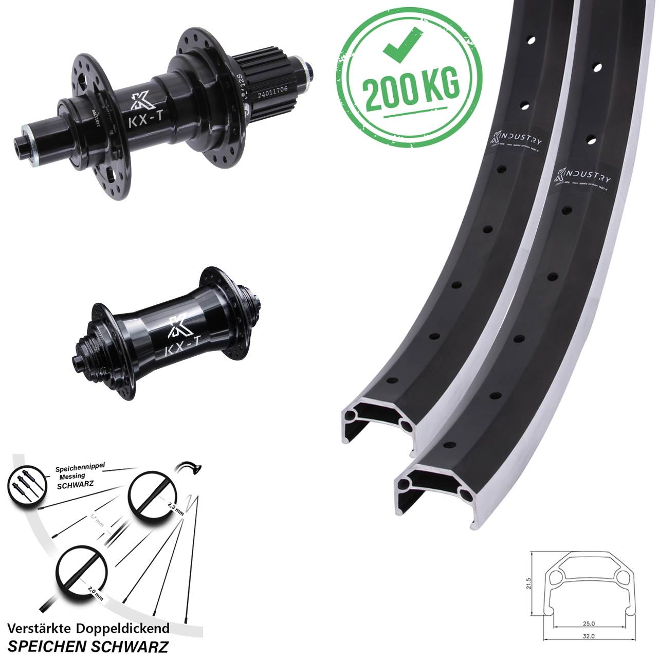 Laufradsatz 26 Zoll KX-T Industry Shimano Micro Spline QR