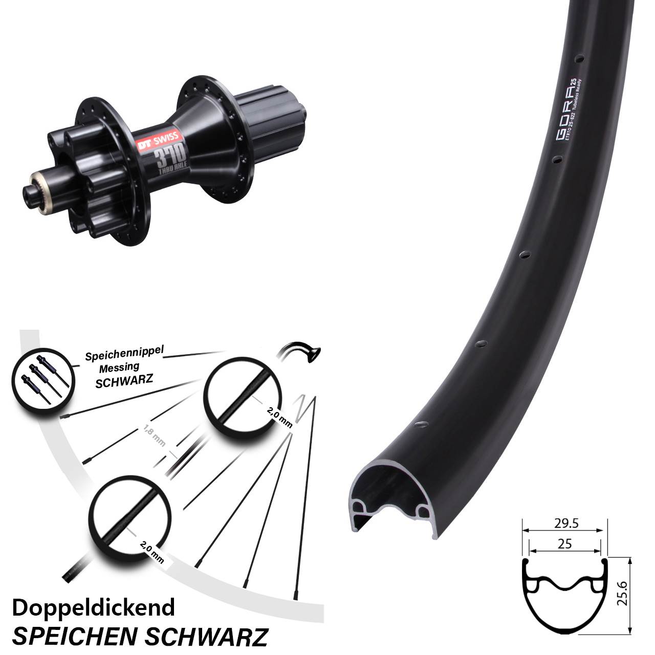 28 Zoll Hinterrad Gora 25 DT Swiss 370 8-11 fach 6-Loch
