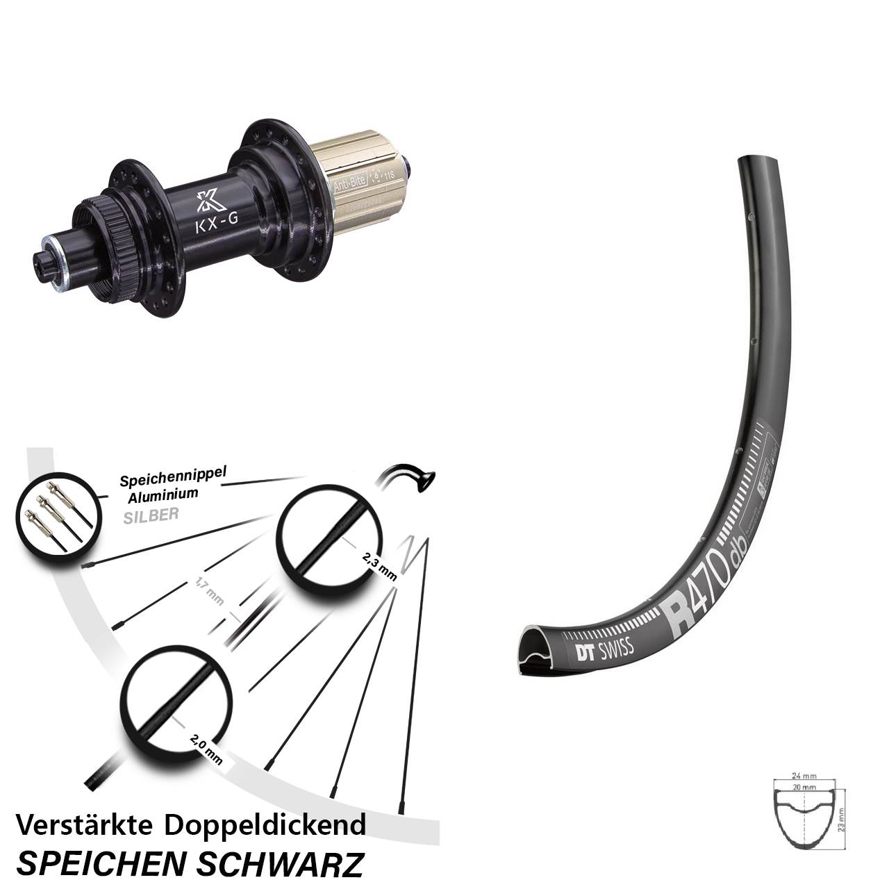 Disc Hinterrad für Schnellspanner 28 Zoll DT Swiss R470 KX-G 8-12 fach HG