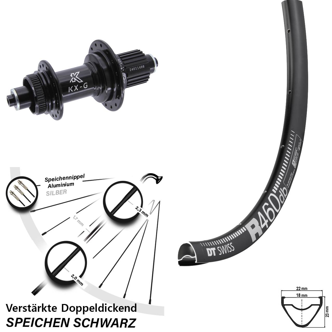 Hinterrad Centerlock QR 28 Zoll DT Swiss R 460 KX-G Micro Spline