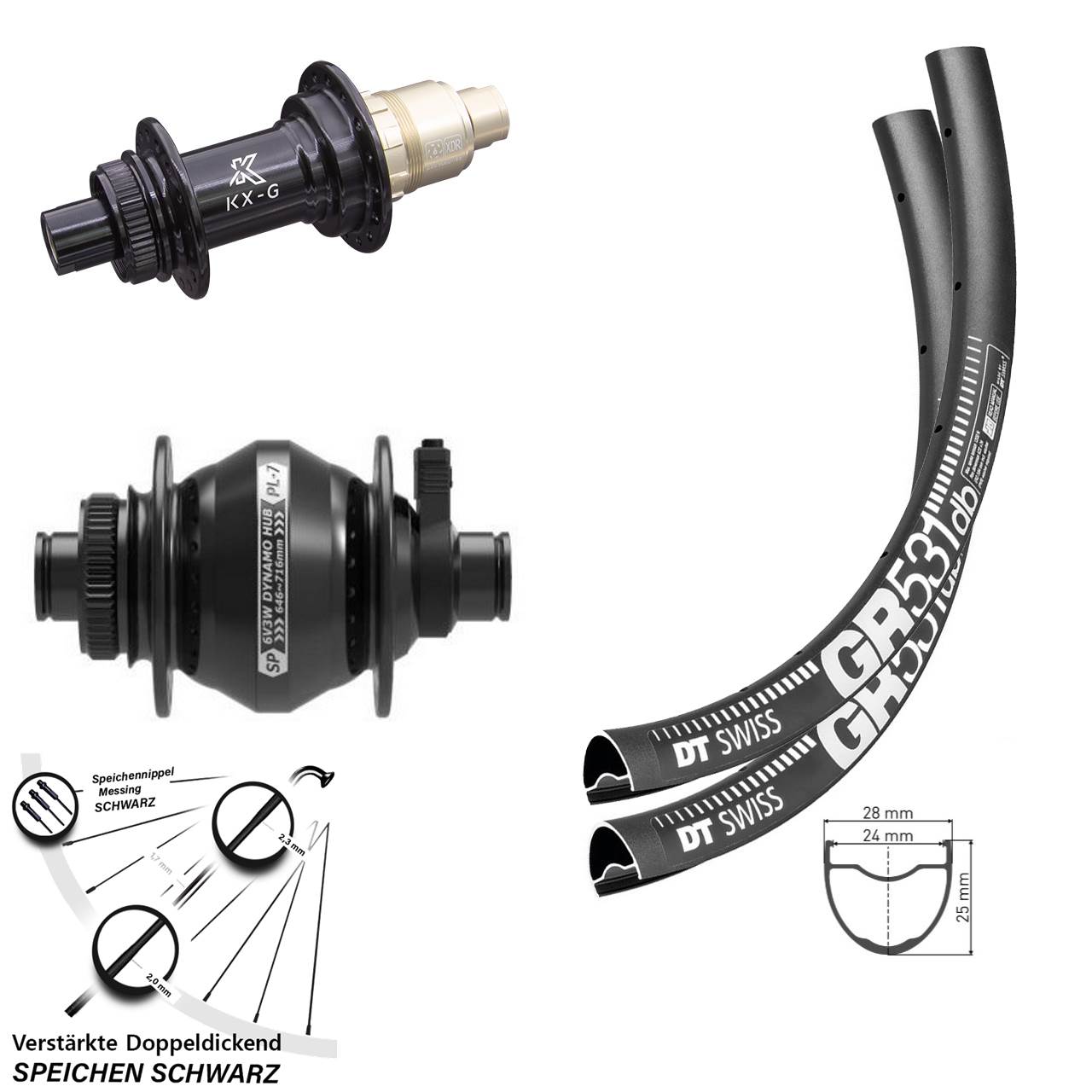 650B DT Swiss GR 531 KX-G Shutter Precision PL-7 Disc Laufradsatz 12x100/142 SRAM XDR