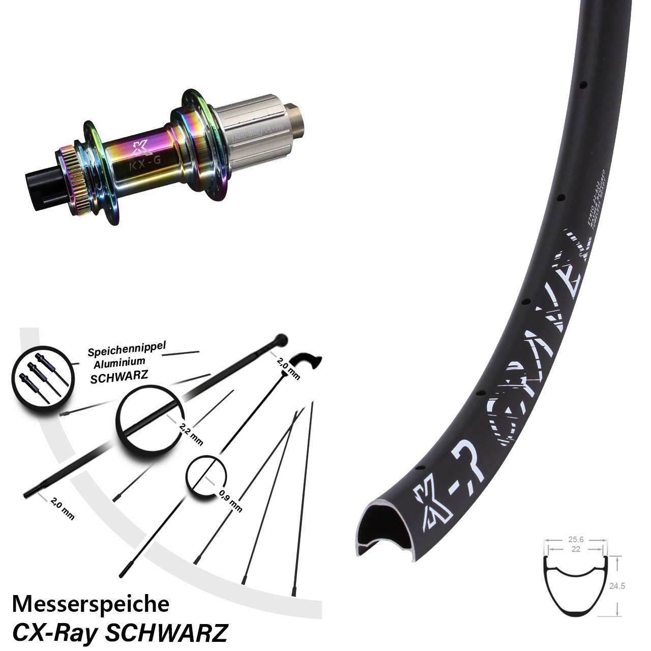 29 Zoll KX-G R Gravel Oilslick Disc Hinterrad 12x142 Shimano HG CX-Ray 8-12 fach