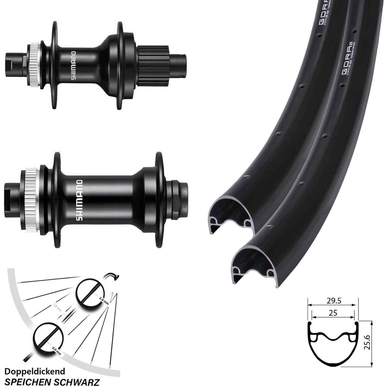 Disc Laufrad-Satz 12x100/142 28-29 Zoll Gora 25 Shimano FH-MT510 HB-RS470 Micro Spline