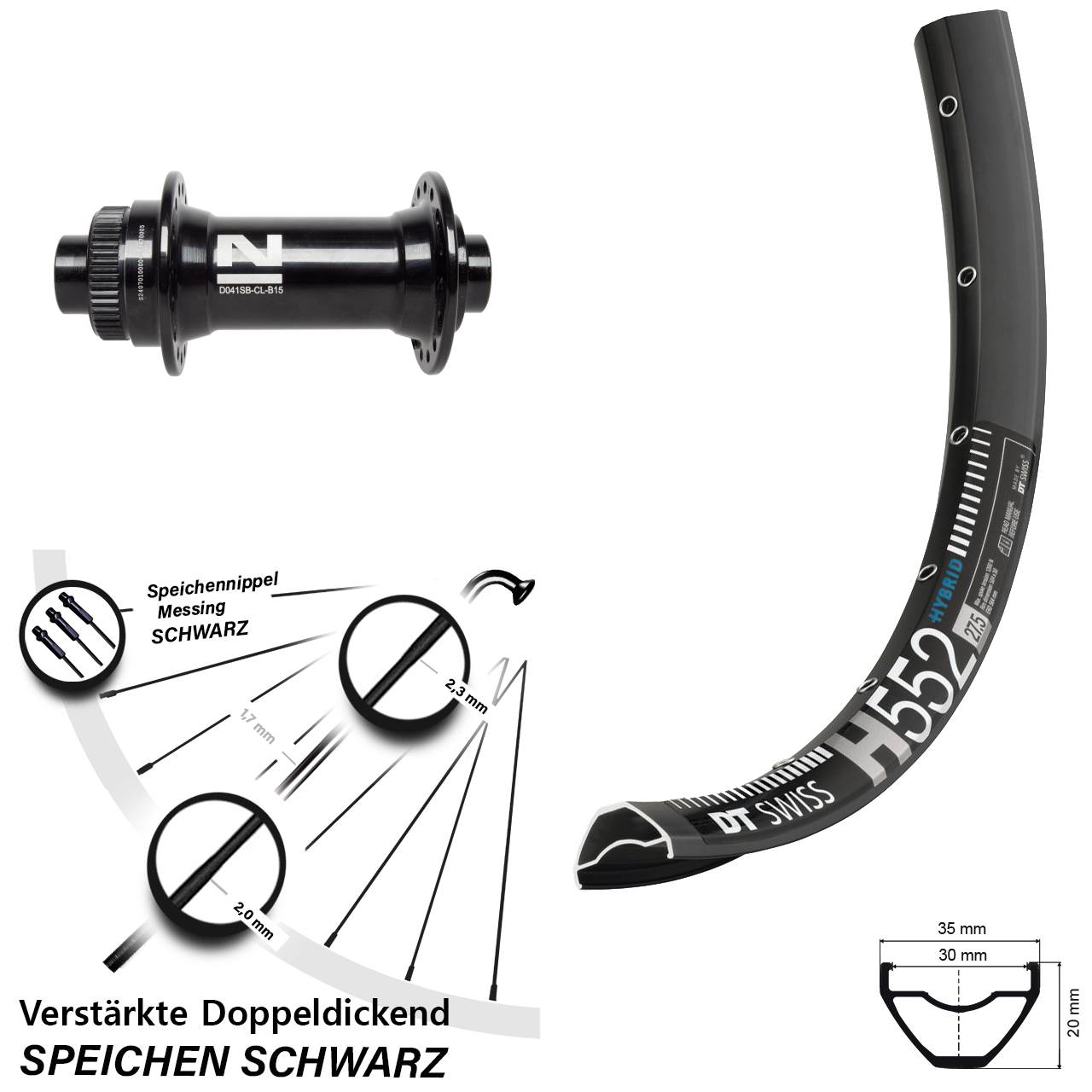 Disc Laufrad 29 Zoll DT Swiss H552 Novatec D041 15x110 Boost